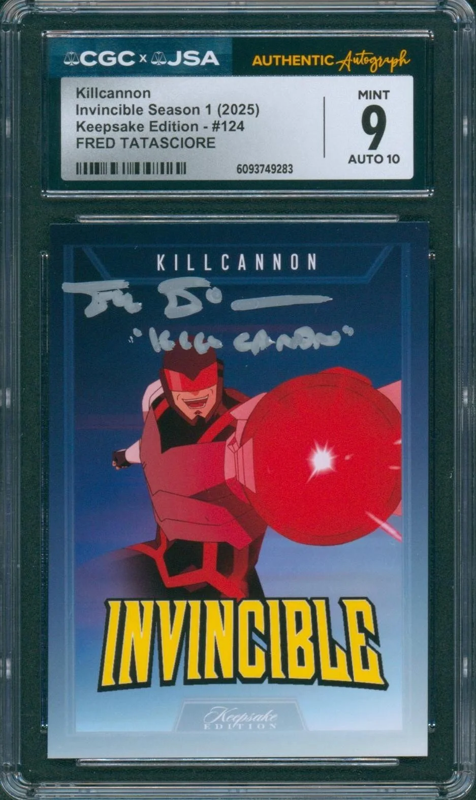 Fred Tatasciore — Fred Tatasciore Signed Card Invincible Kill Cannon Mint 9 Auto CGC x JSA SLAB