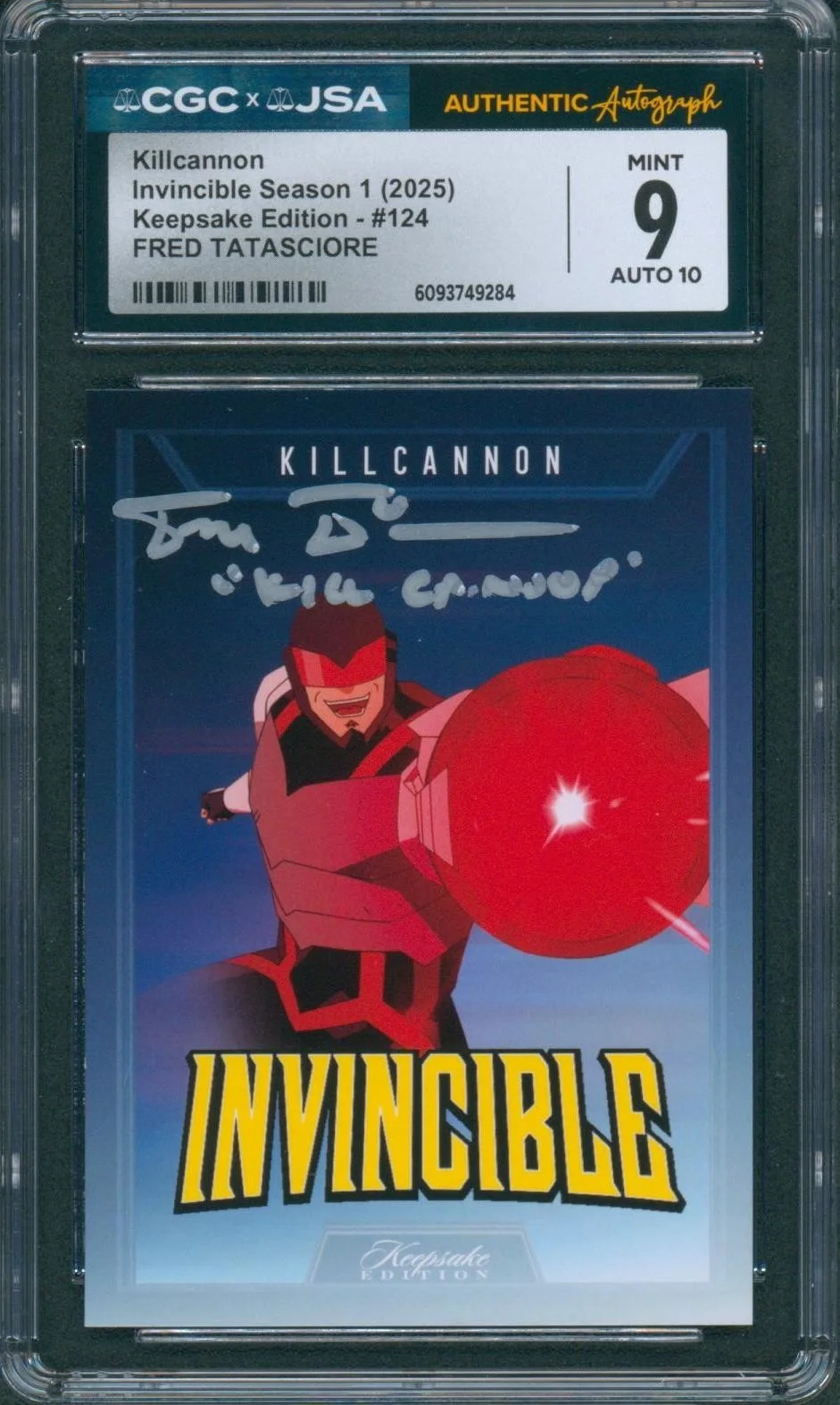 Fred Tatasciore — Fred Tatasciore Signed Card Invincible Kill Cannon Mint 9 Auto CGC x JSA SLAB