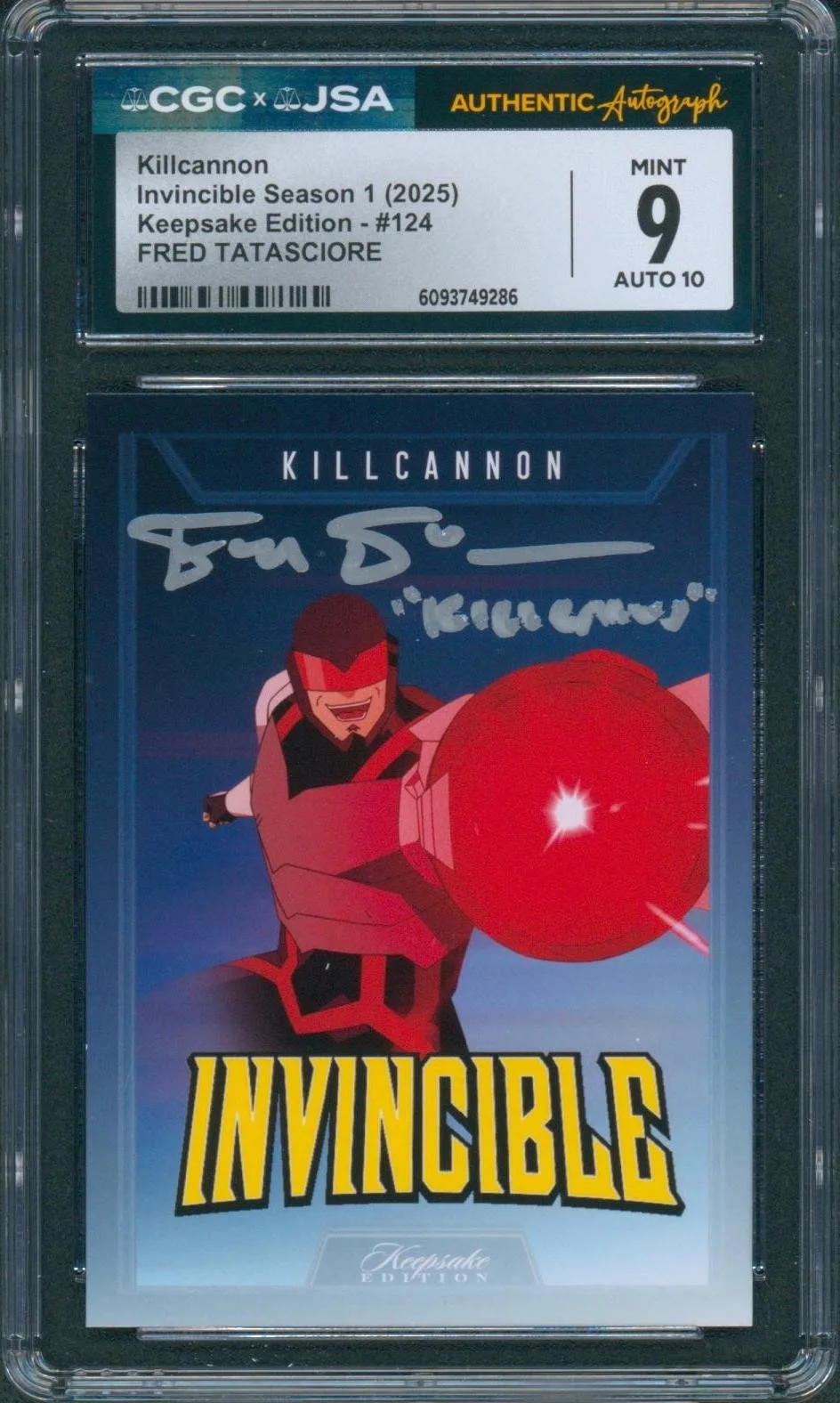 Fred Tatasciore — Fred Tatasciore Signed Card Invincible Kill Cannon Mint 9 Auto CGC x JSA SLAB