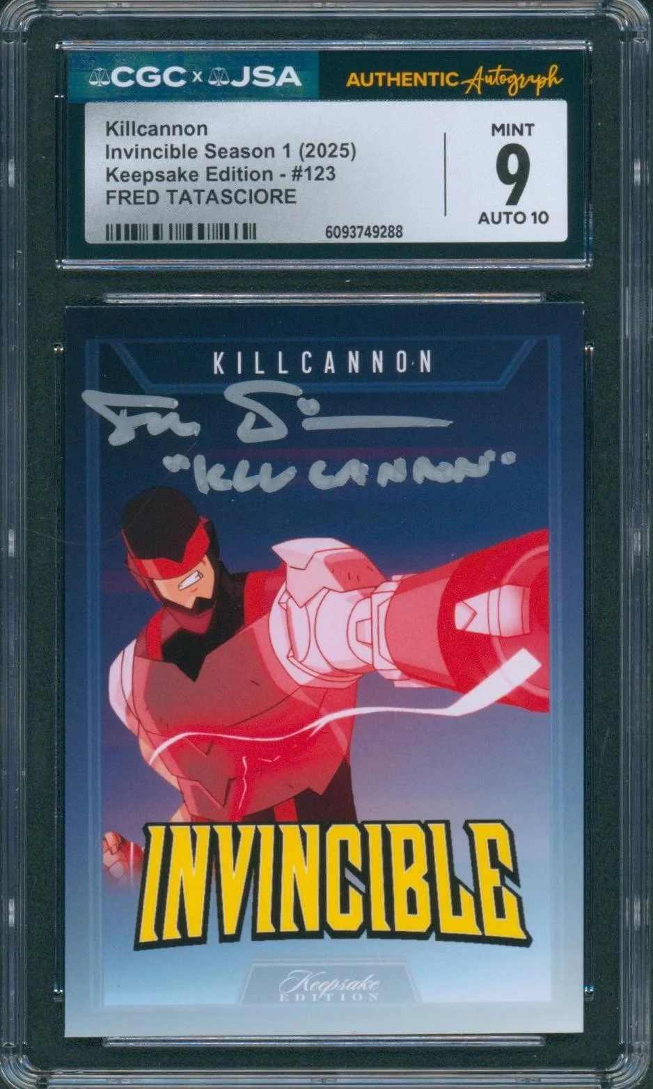 Fred Tatasciore — Fred Tatasciore Signed Card Invincible Kill Cannon Mint 9 Auto CGC x JSA SLAB