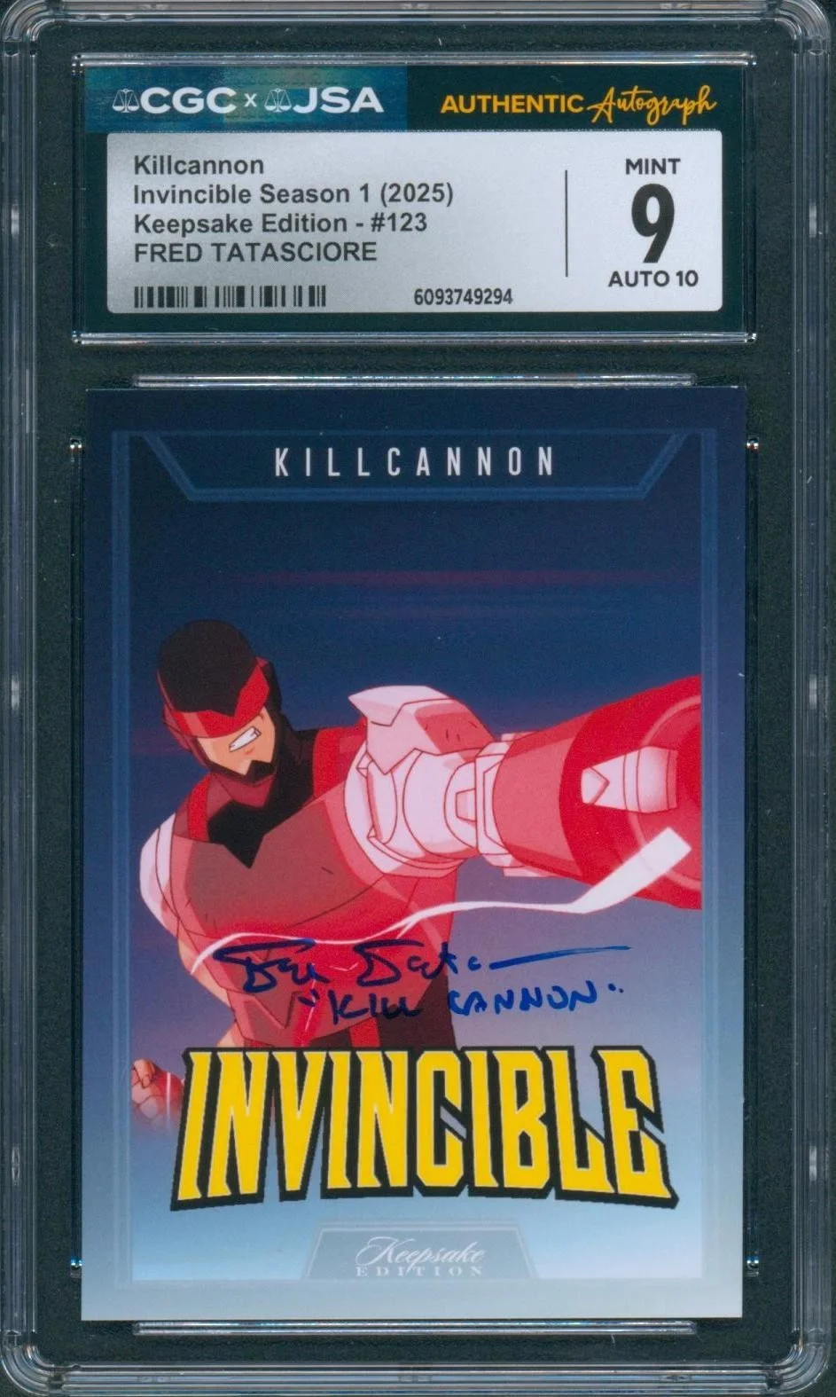 Fred Tatasciore — Fred Tatasciore Signed Card Invincible Kill Cannon Mint 9 Auto CGC x JSA SLAB