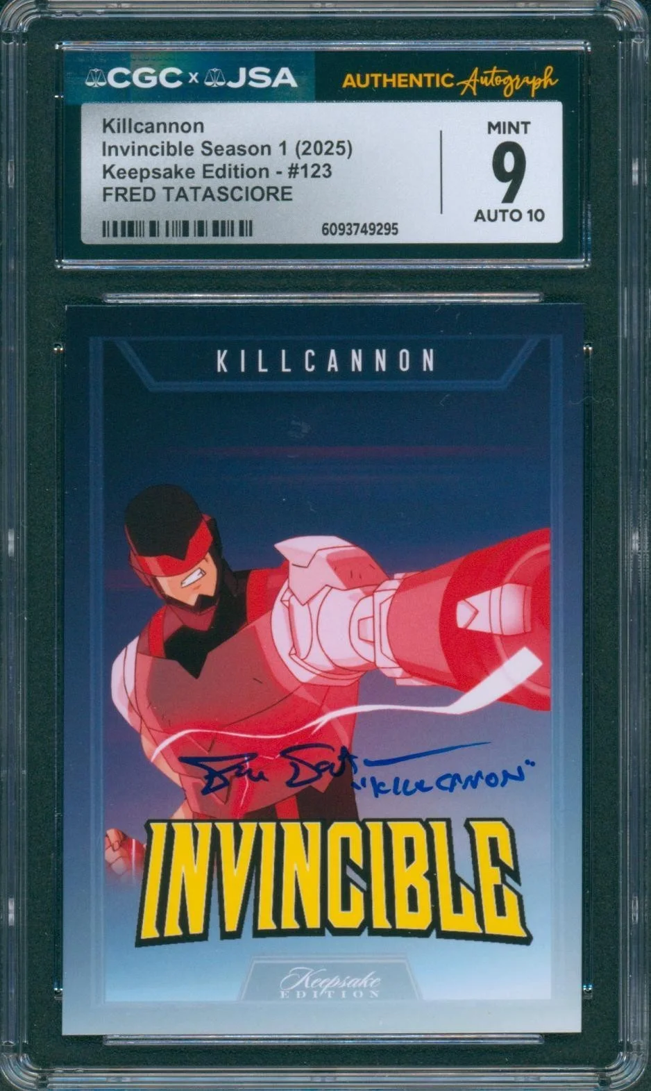 Fred Tatasciore — Fred Tatasciore Signed Card Invincible Kill Cannon Mint 9 Auto CGC x JSA SLAB