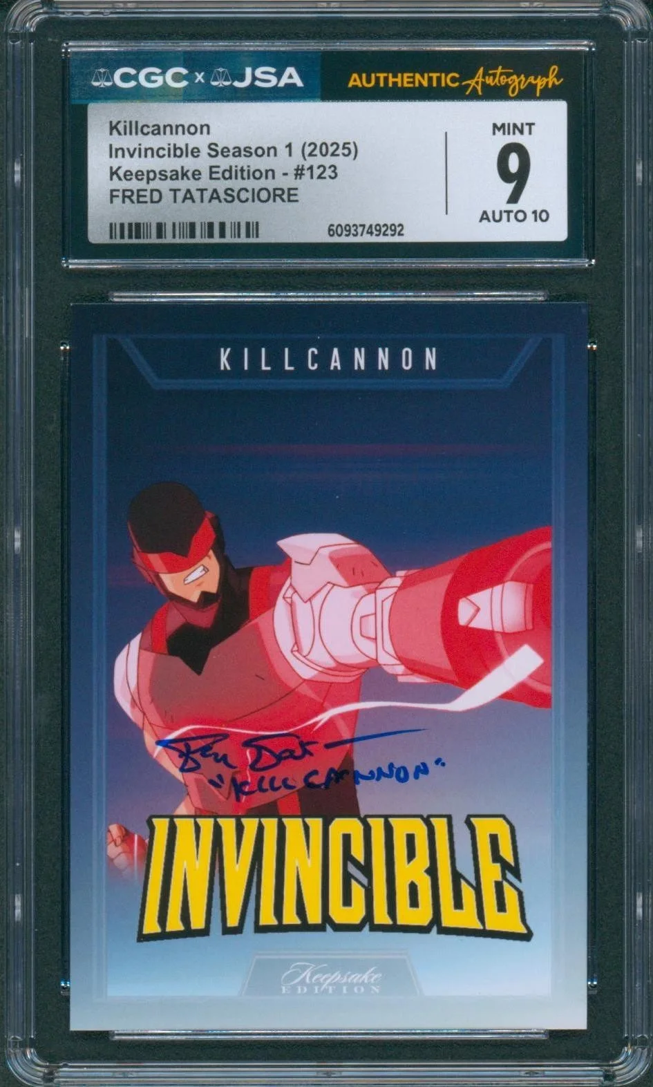 Fred Tatasciore — Fred Tatasciore Signed Card Invincible Kill Cannon Mint 9 Auto CGC x JSA SLAB
