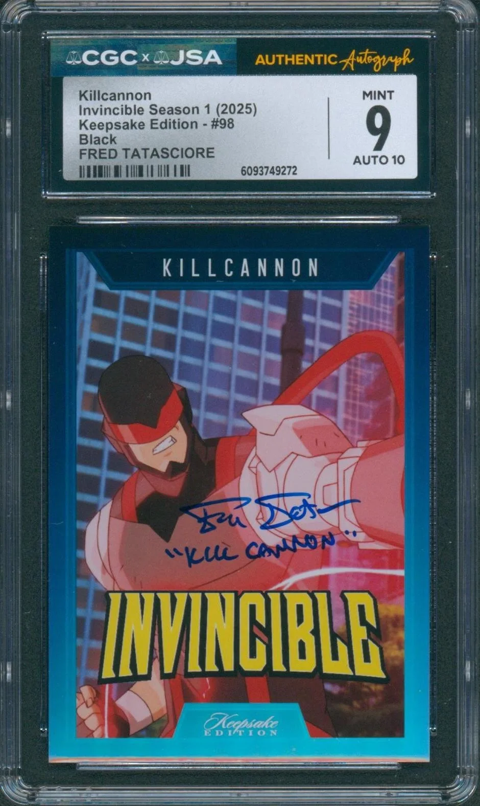 Fred Tatasciore — Fred Tatasciore Signed Card Invincible Kill Cannon Mint 9 Auto CGC x JSA SLAB