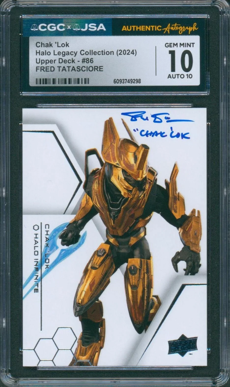 Fred Tatasciore — Fred Tatasciore Signed Card Halo Legacy Chak 'Lok Gem Mint 10 CGC x JSA SLAB