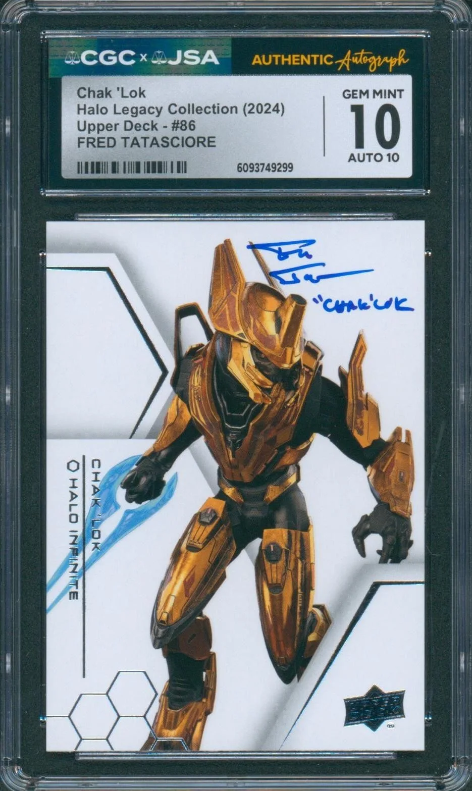 Fred Tatasciore — Fred Tatasciore Signed Card Halo Legacy Chak 'Lok Gem Mint 10 CGC x JSA SLAB