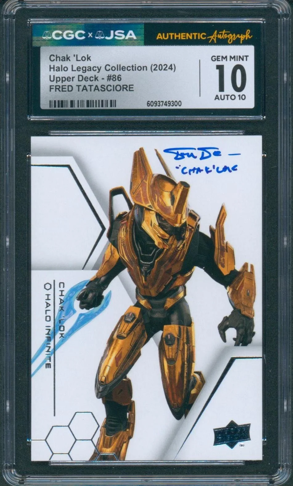 Fred Tatasciore — Fred Tatasciore Signed Card Halo Legacy Chak 'Lok Gem Mint 10 CGC x JSA SLAB