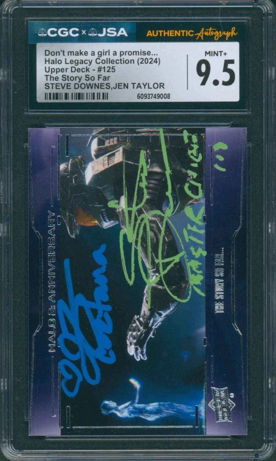 Steve Downes and Jen Taylor — Steve Downes & Jen Taylor Signed Card Halo Legacy Mint+ 9.5 CGC x JSA SLAB