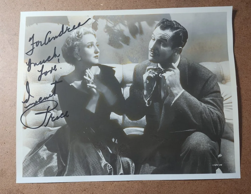 VINCENT PRICE — Vtg VINCENT PRICE Autographed SIGNED Photo w/Celeste Holm - Champagne for Ceasar, image 2