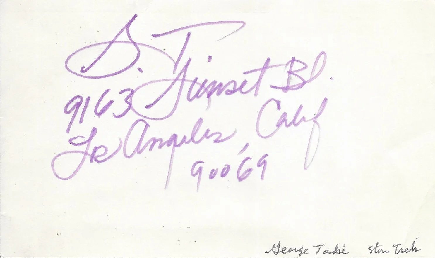 George Takei — George Takei Authentic Vintage Signed 3x5 Index Card Captain Sulu Star Trek