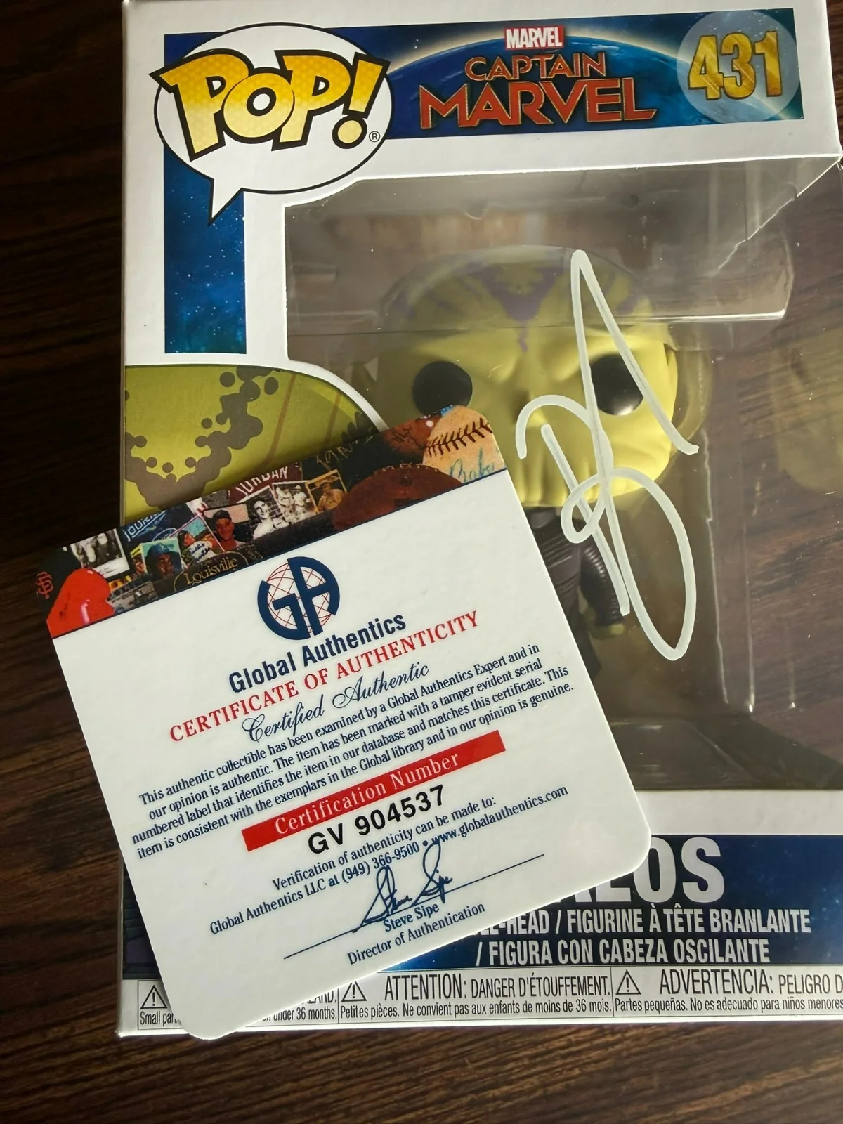 Talos Captain Marvel Signed Autographed Funko Pop w/COA, image 2