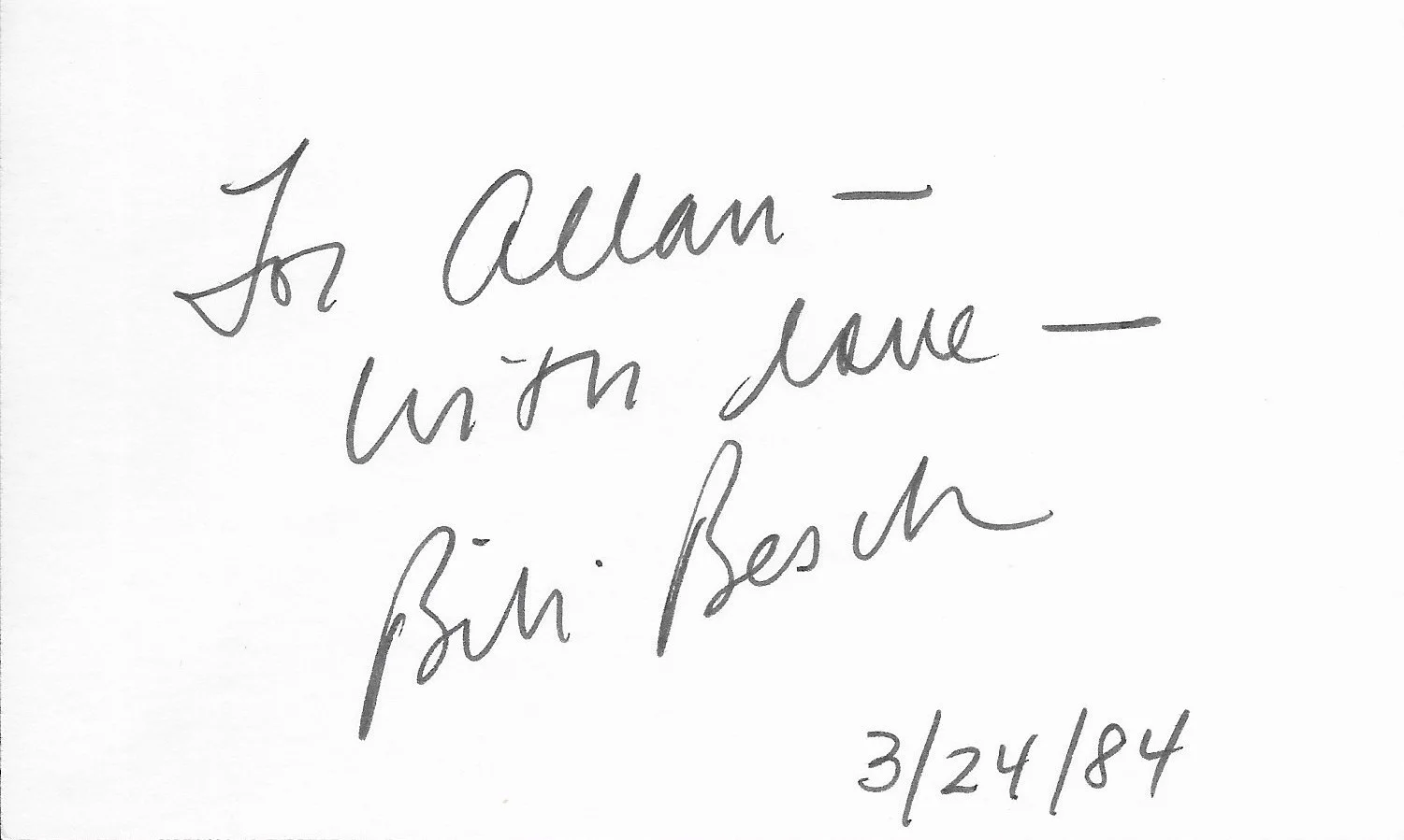 Bibi Besch — Bibi Besch Authentic Vintage Signed Inscribed 3x5 Card Star Trek II