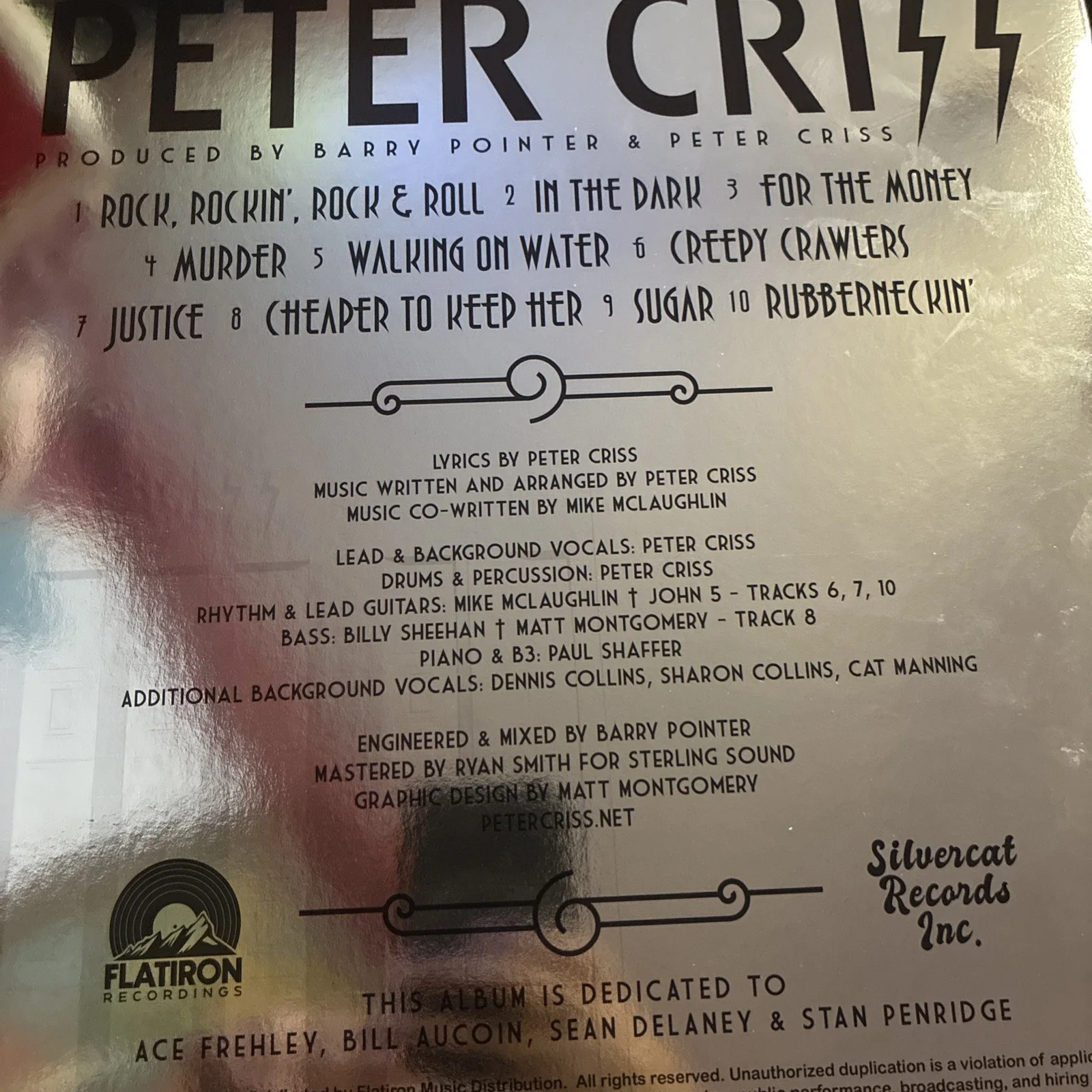 Peter Criss New Vinyl LP Kiss Signed Autographed Silver With Chrome Sleeve 2025, image 3