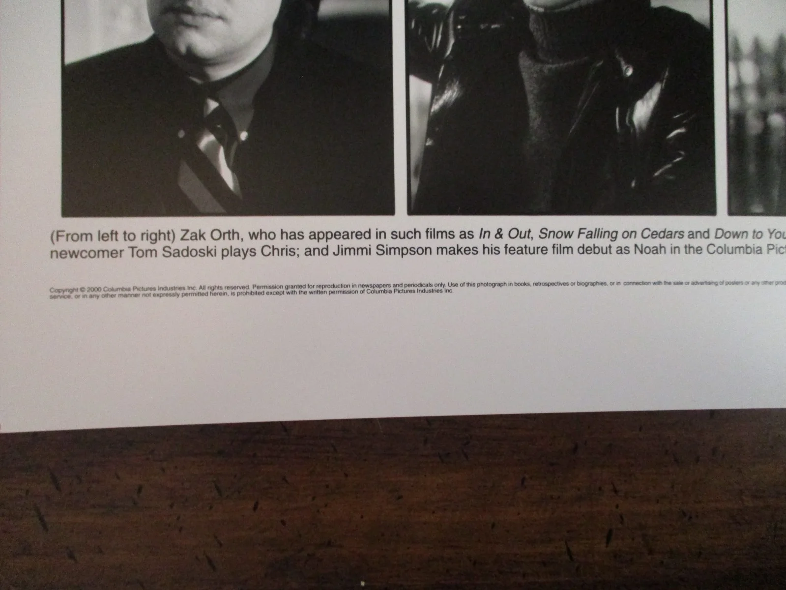 Tom Sadoski/Zak Orth/Jimmi Simpson(LOSER)2000 10 X 8 Black & White Press Photo, изображение 3