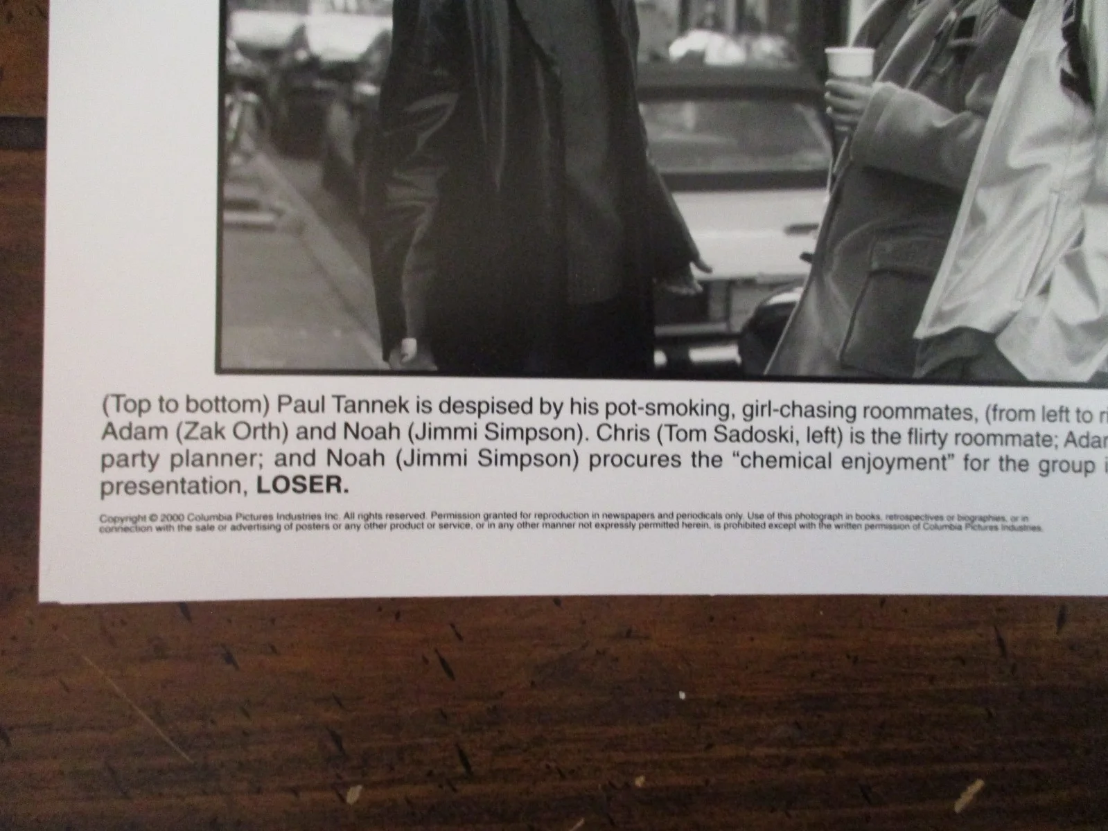 Jason Biggs/Tom Sadoski/Zak Orth/Jimmi Simpson(LOSER)2000 8 x 10 B&W Press Photo, изображение 3
