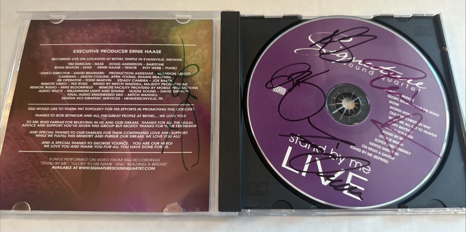 AUTOGRAPHED by singers, SIGNATURE SOUND QUARTET "STAND BY ME LIVE" GOSPEL CD, image 2
