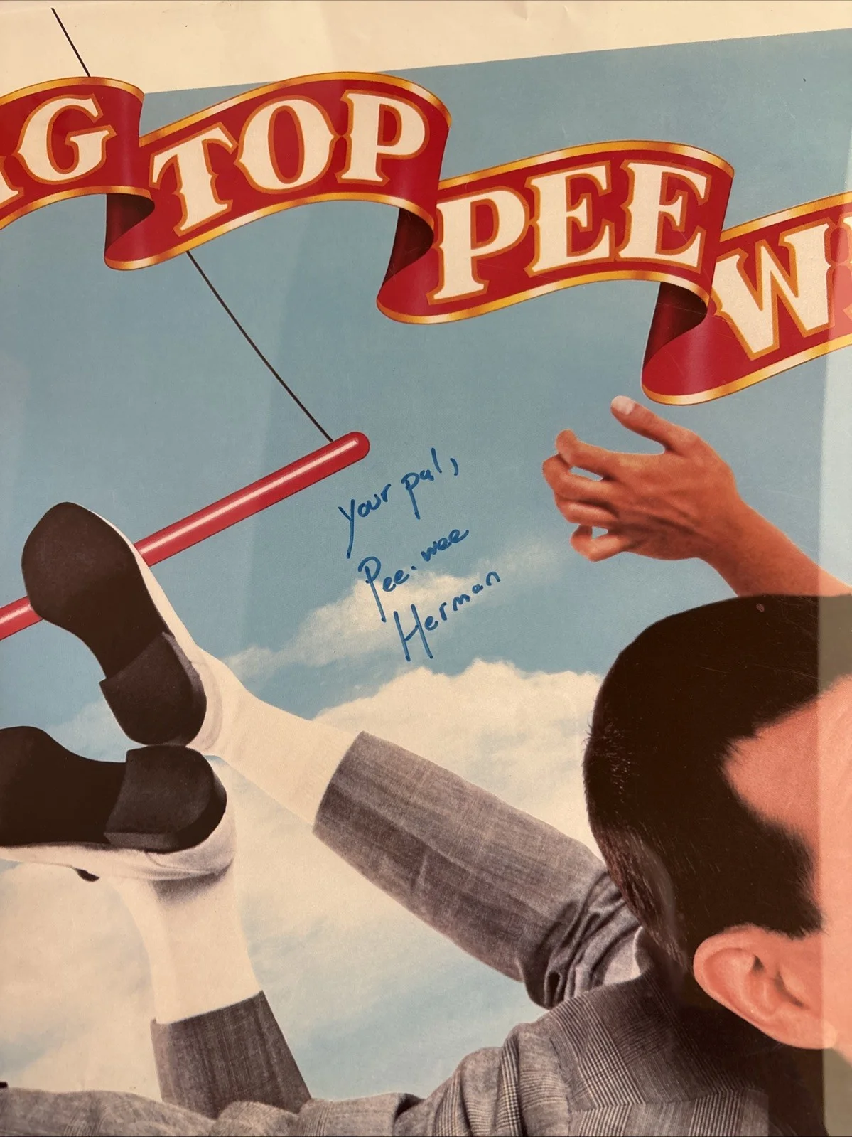 Autographed PEE WEE HERMAN poster BIG TOP PEE WEE! Hand Signed RARE FRAMED, image 2