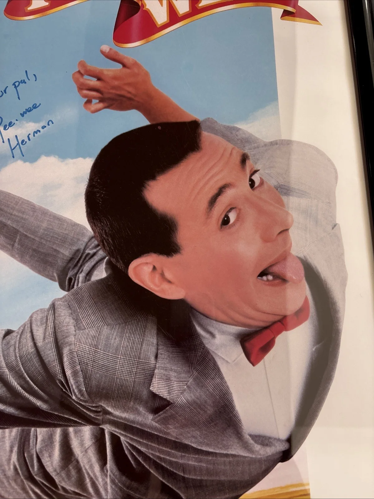 Autographed PEE WEE HERMAN poster BIG TOP PEE WEE! Hand Signed RARE FRAMED, image 4