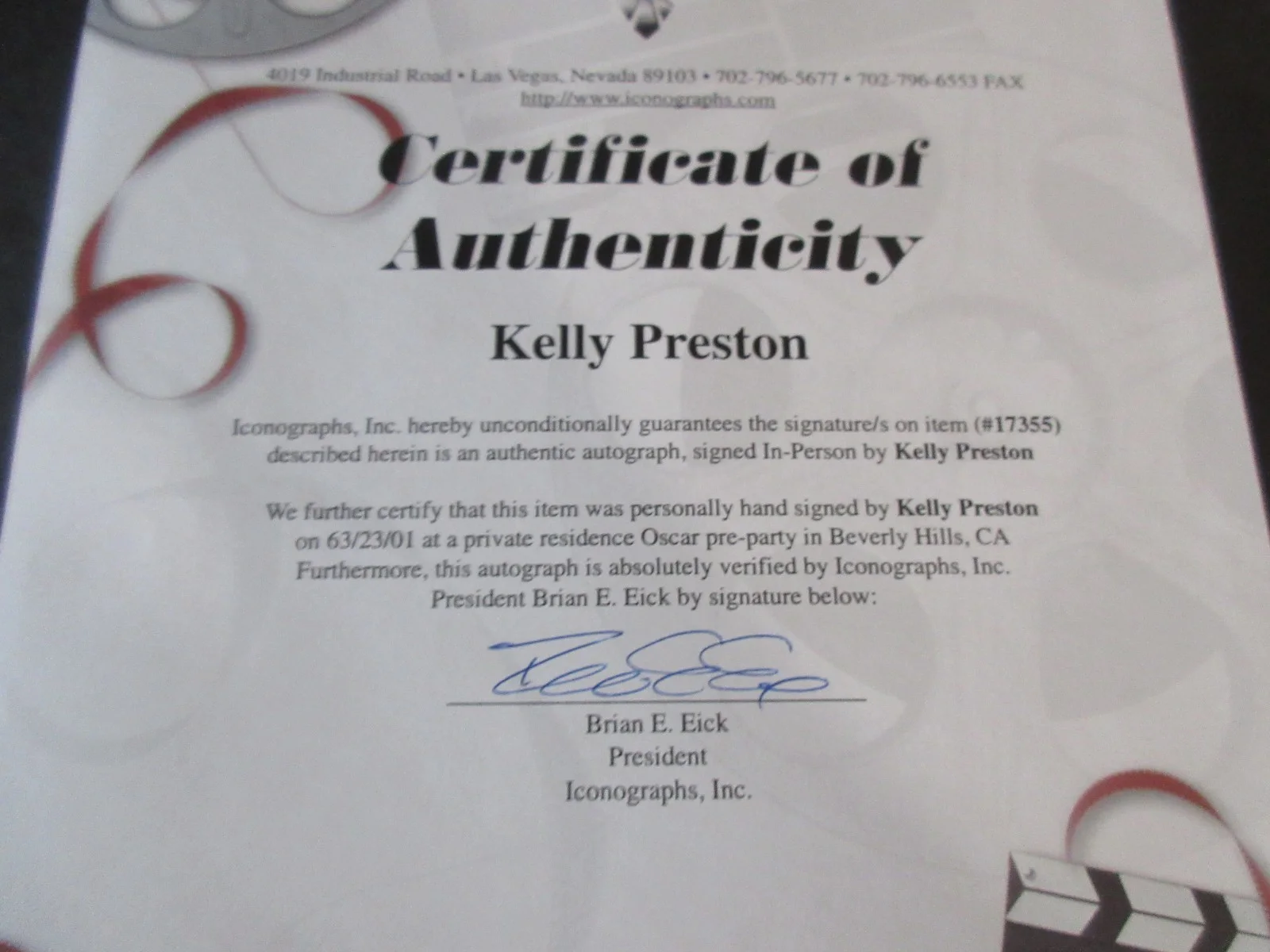 KELLY PRESTON — KELLY PRESTON - AUTOGRAPH 8X10 COLOR PHOTO COAa, изображение 4