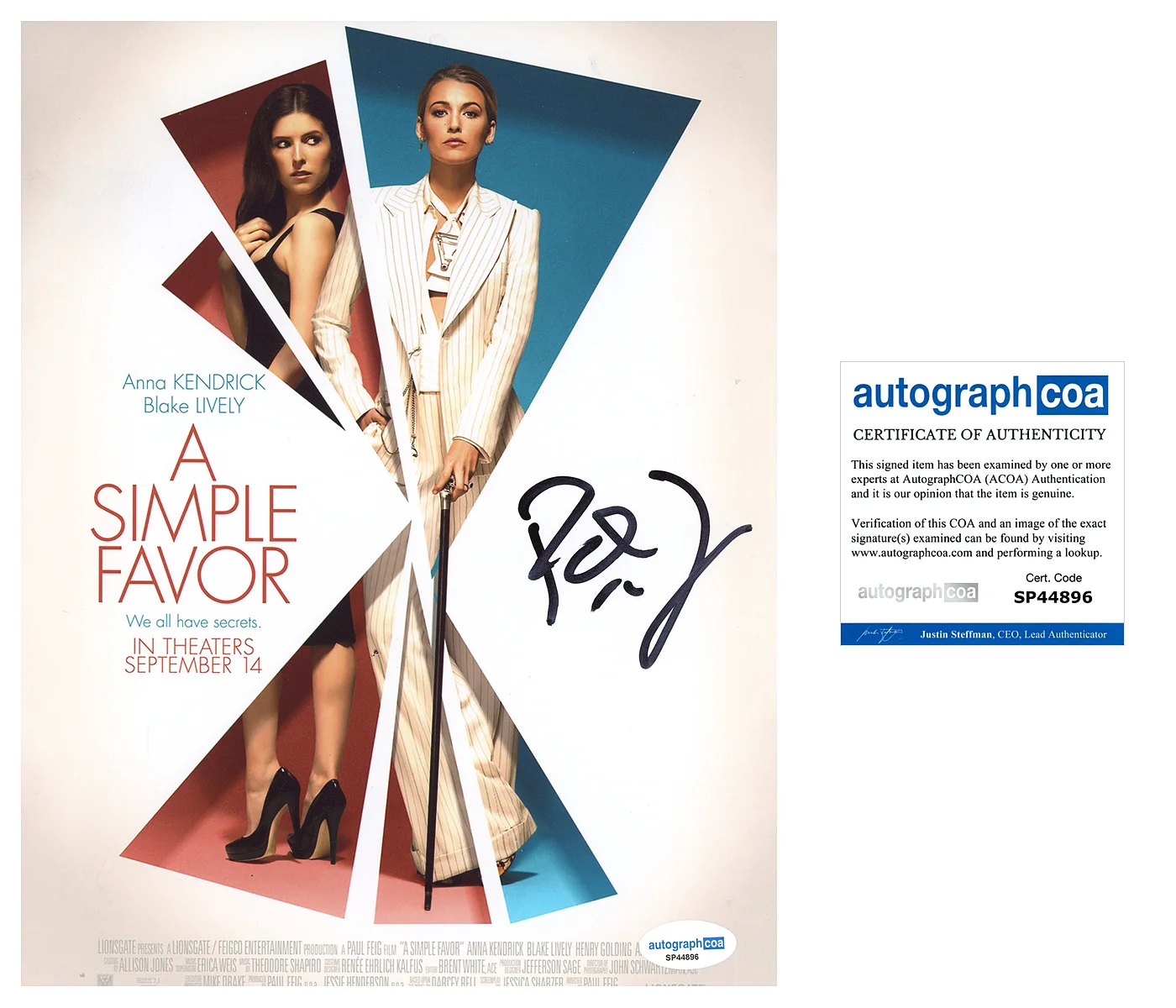 Paul Feig — Paul Feig signed "A SIMPLE FAVOR" 8x10 Photo h THE HOUSEMAID Director ACOA COA