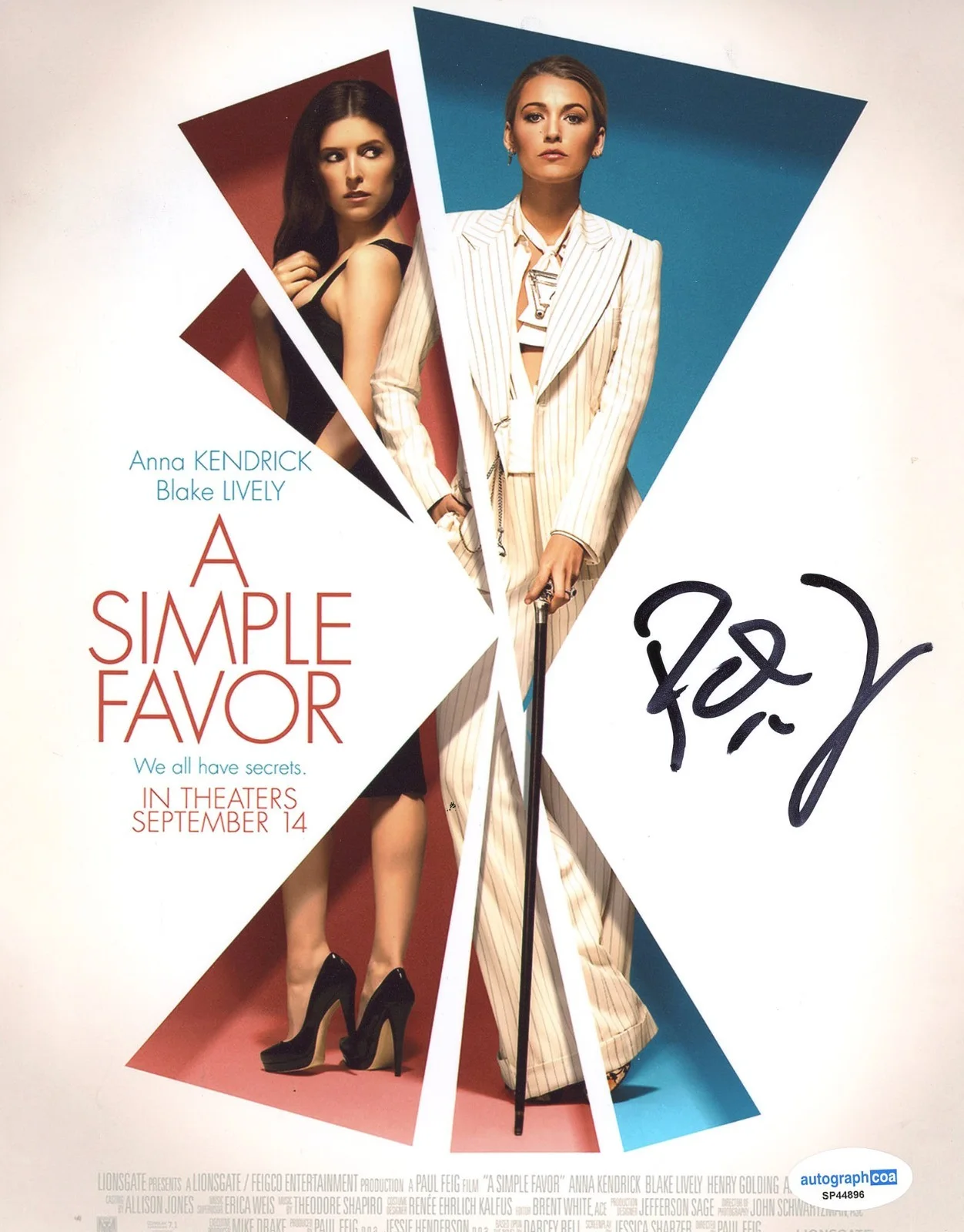 Paul Feig — Paul Feig signed "A SIMPLE FAVOR" 8x10 Photo h THE HOUSEMAID Director ACOA COA, изображение 3