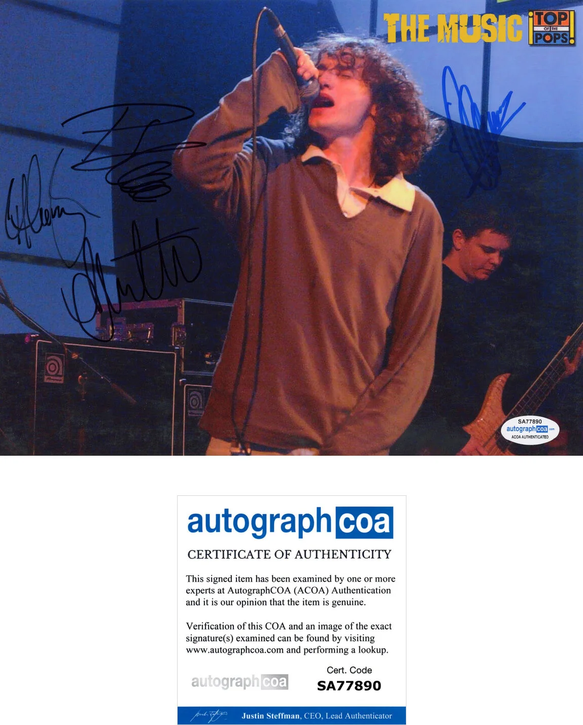 ROBERT HARVEY - THE MUSIC — "THE MUSIC" Band ALL 4 signed 8x10 Photo AUTOGRAPHED Robert Harvey ACOA COA