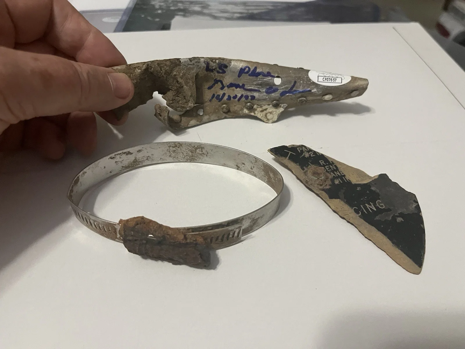 Lynyrd Skynyrd Signed Plane Crash 3 Instrument Panel Steel White 18 Rivets Clamp, image 2