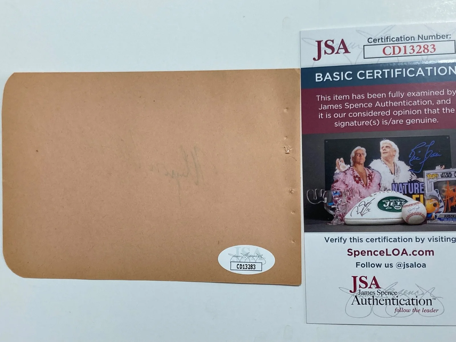 MYRON McCORMICK — MYRON McCORMICK signed 3x5 paper "NO TIME FOR SERGEANTS", "THE H JSA#CD13283, изображение 2