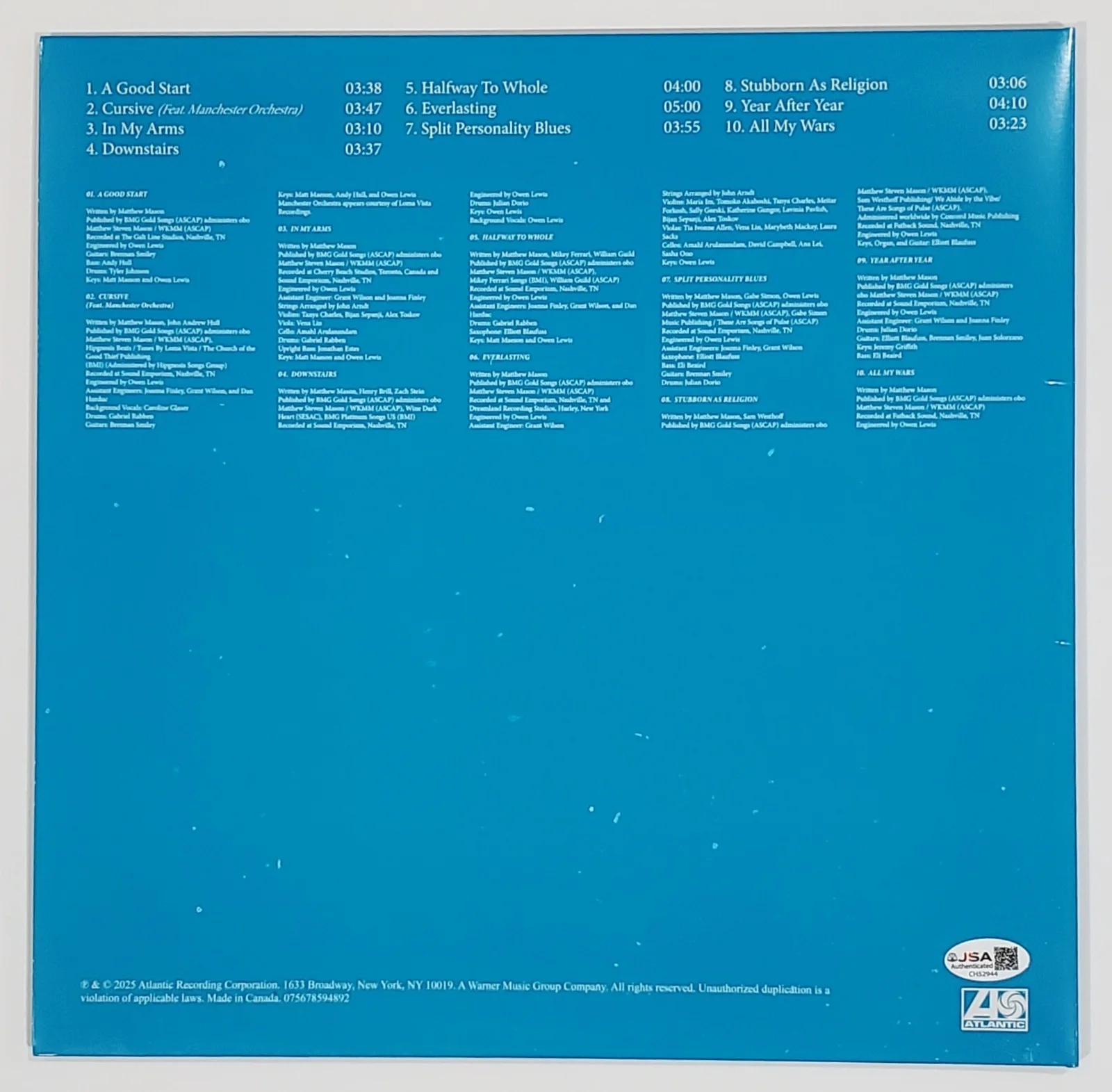 MATT MAESON SIGNED QUIET HARMLESS LIVING VINYL LP RECORD ALBUM W/ JSA CERT, изображение 2