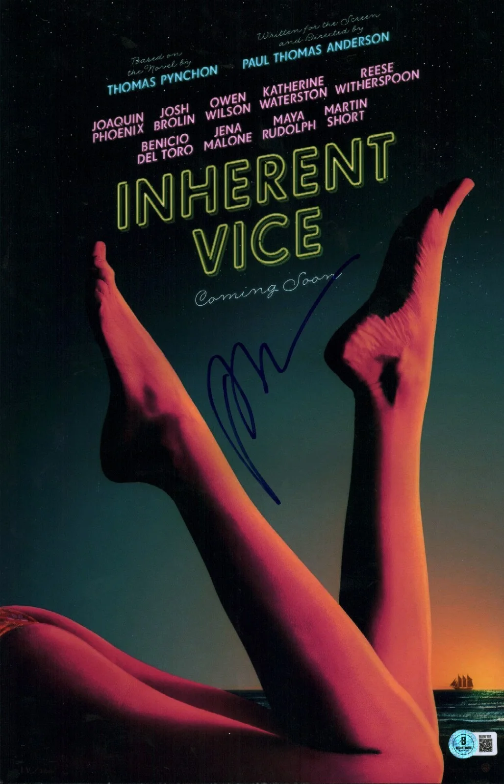 Paul Thomas Anderson — Paul Thomas Anderson Signed Inherent Vice Director 11x17 Photo Poster BAS COA