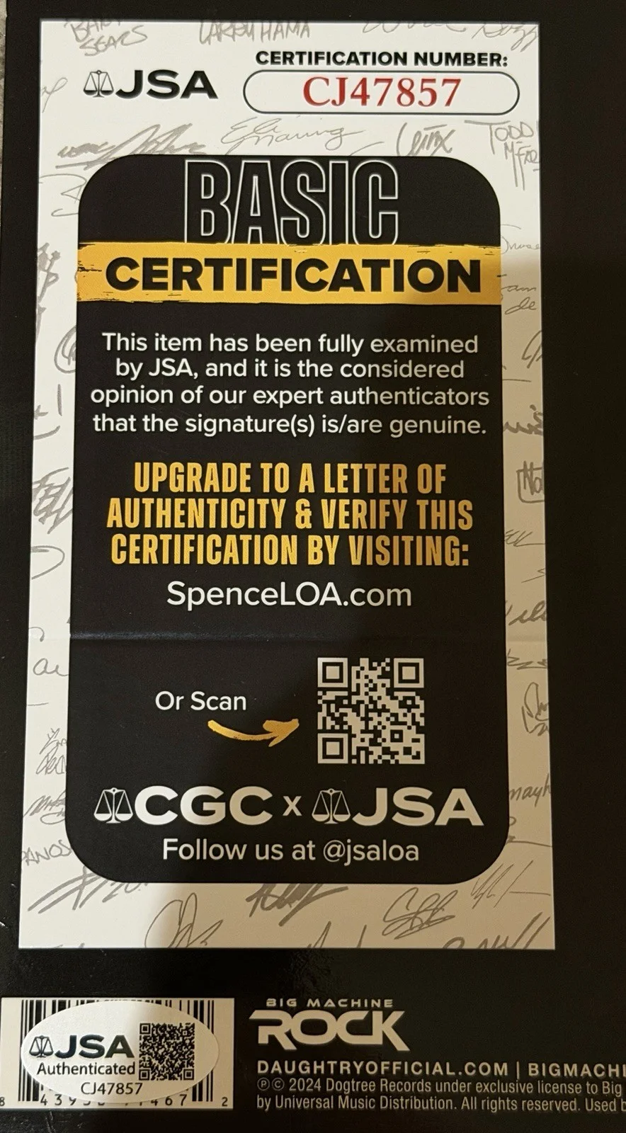 Chris Daughtry JSA Fully Signed Autograph Record Album Vinyl Shock To The System, изображение 2