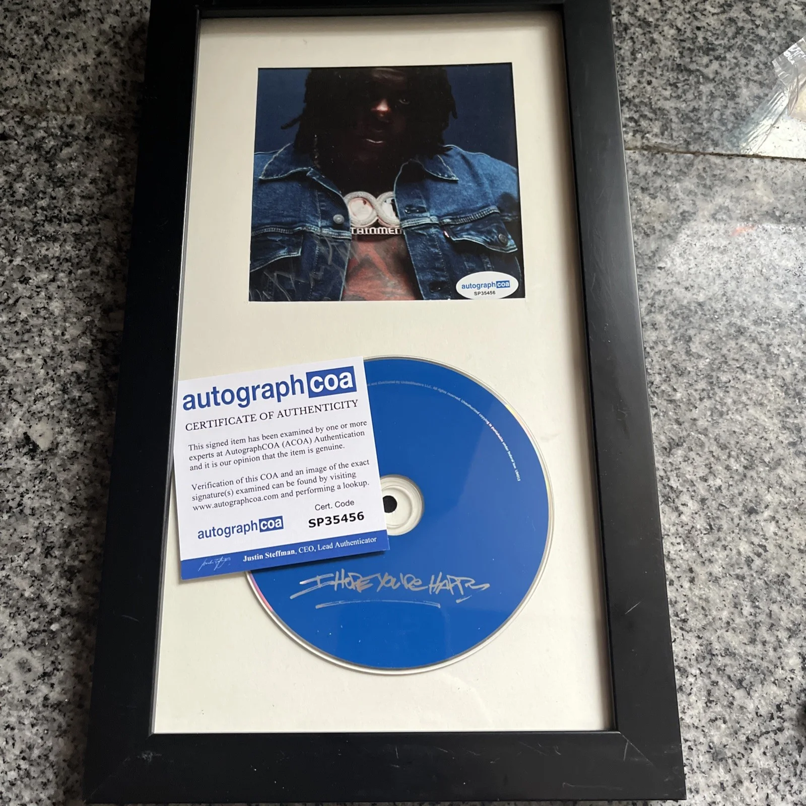 BIGXTHAPLUG SIGNED AUTOGRAPH FRAMED CD DISPLAY ACOA I HOPE YOU’RE HAPPY RAP ELLA, изображение 2