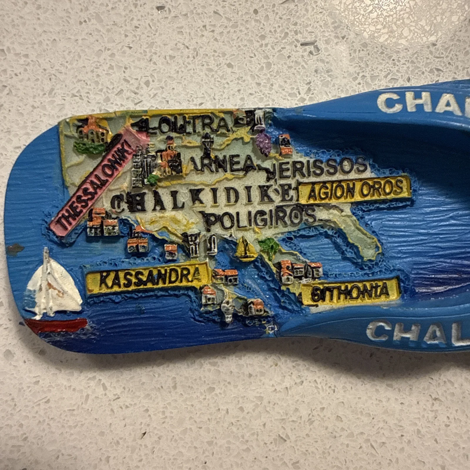 Greece Santorini Chalkidiki Souvenir 3D Resin Fridge Magnet Flip Flops, изображение 2