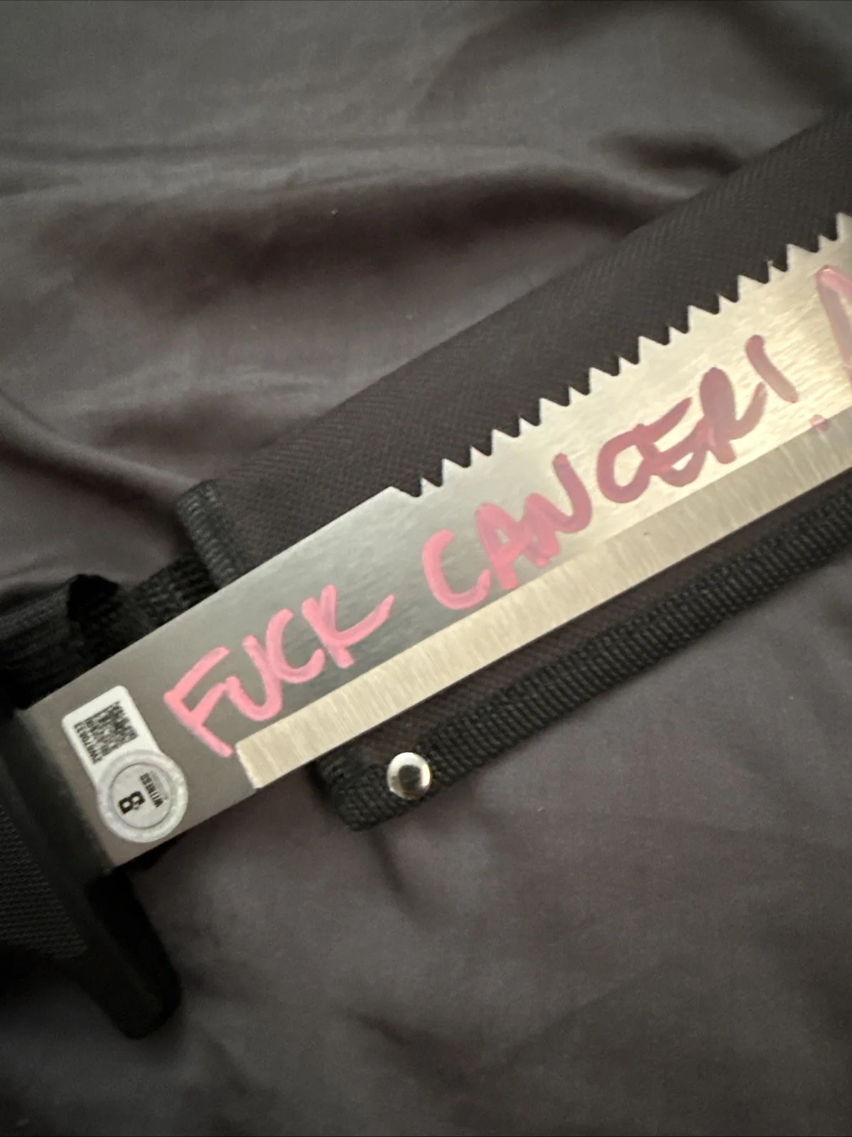 Ari Lehman — Ari Lehman Autographed Machete With Beckett COA And F**K Cancer Inscription, изображение 3
