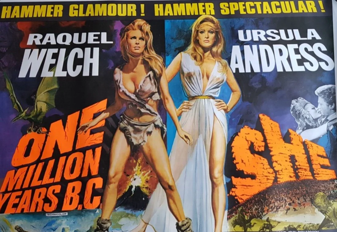One Million Years B.C. / She (1968) Movie Poster Raquel Welch, image 2