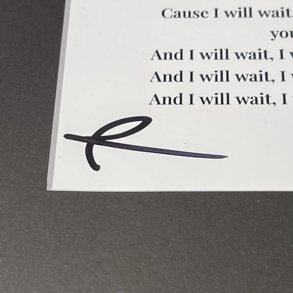 TED DWANE SIGNED MUMFORD & SONS I WILL WAIT LYRIC SHEET FRAMED AUTOGRAPH PSA COA, изображение 2