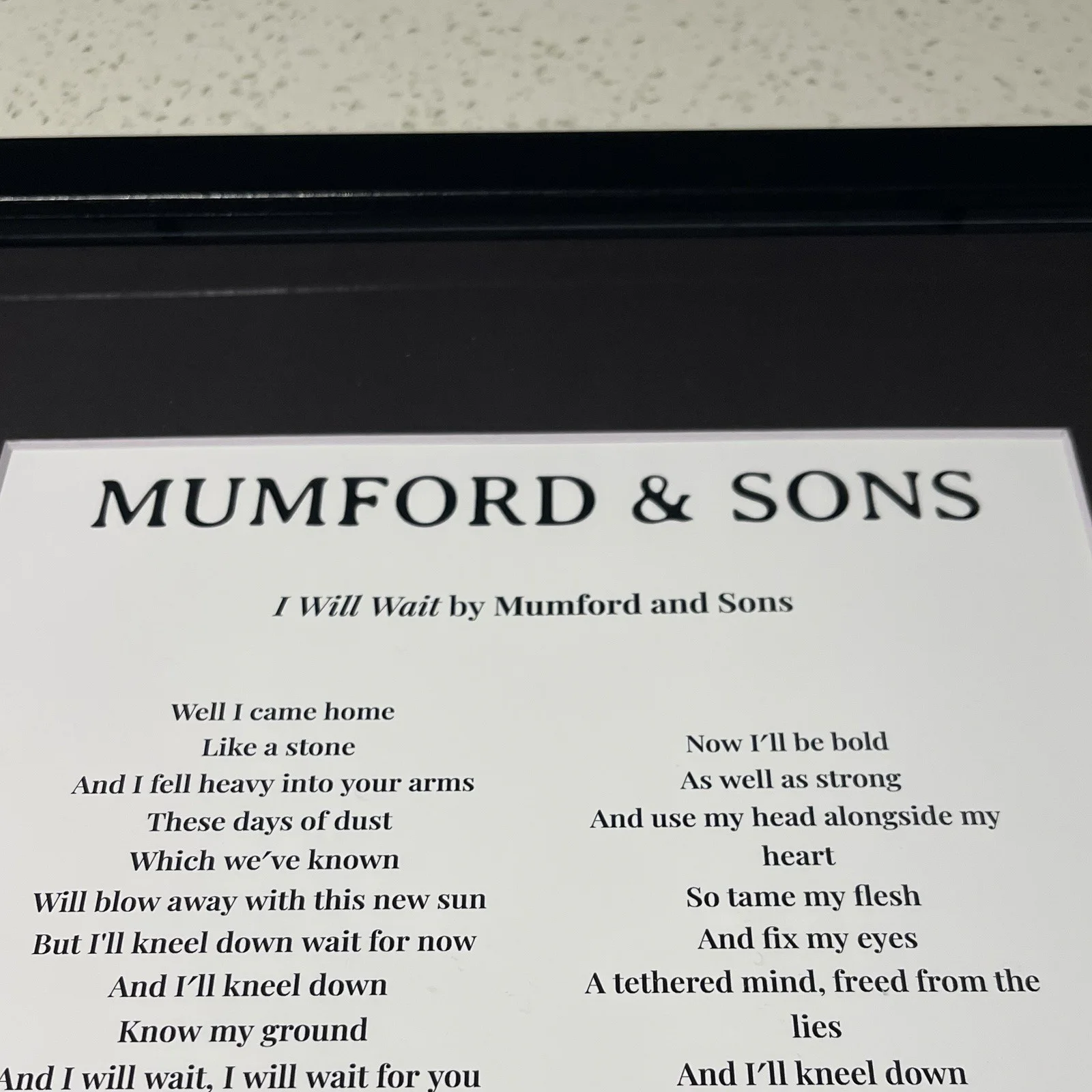 TED DWANE SIGNED MUMFORD & SONS I WILL WAIT LYRIC SHEET FRAMED AUTOGRAPH PSA COA, изображение 3