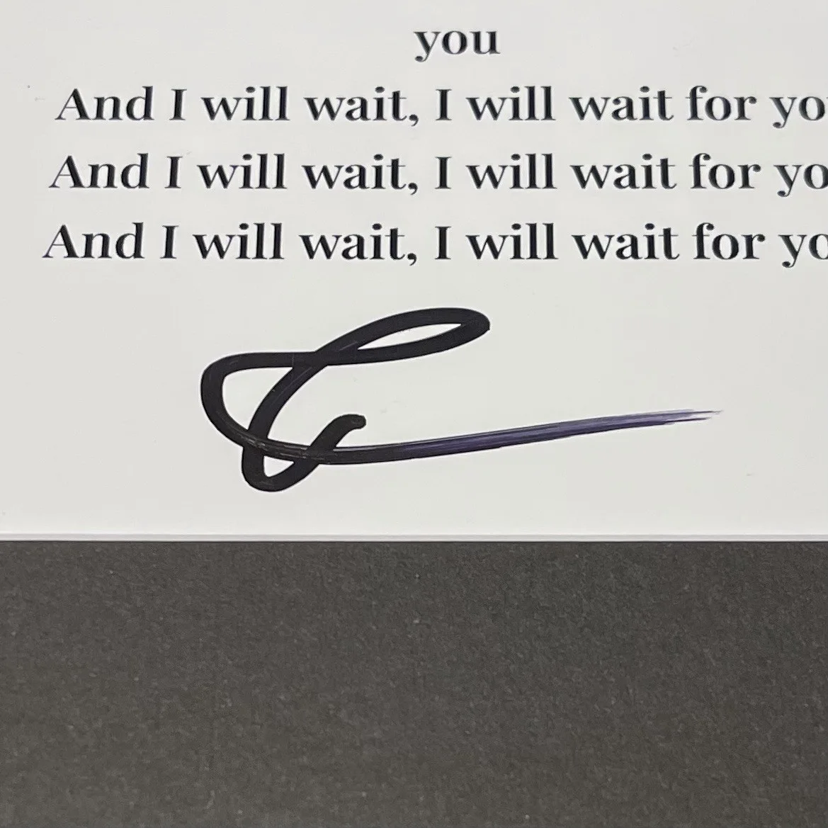 TED DWANE SIGNED MUMFORD & SONS I WILL WAIT LYRIC SHEET FRAMED AUTOGRAPH PSA COA, image 2