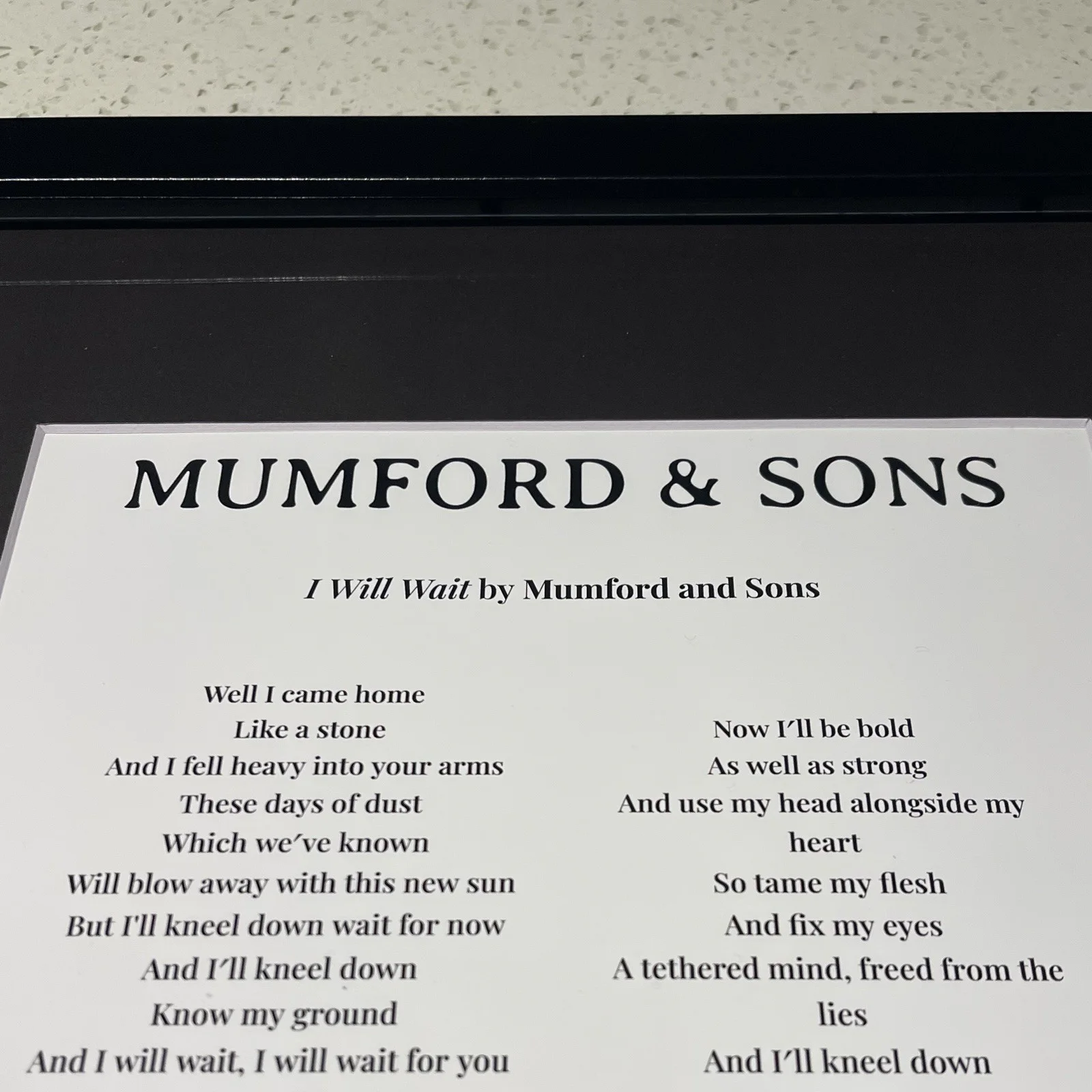 TED DWANE SIGNED MUMFORD & SONS I WILL WAIT LYRIC SHEET FRAMED AUTOGRAPH PSA COA, image 3