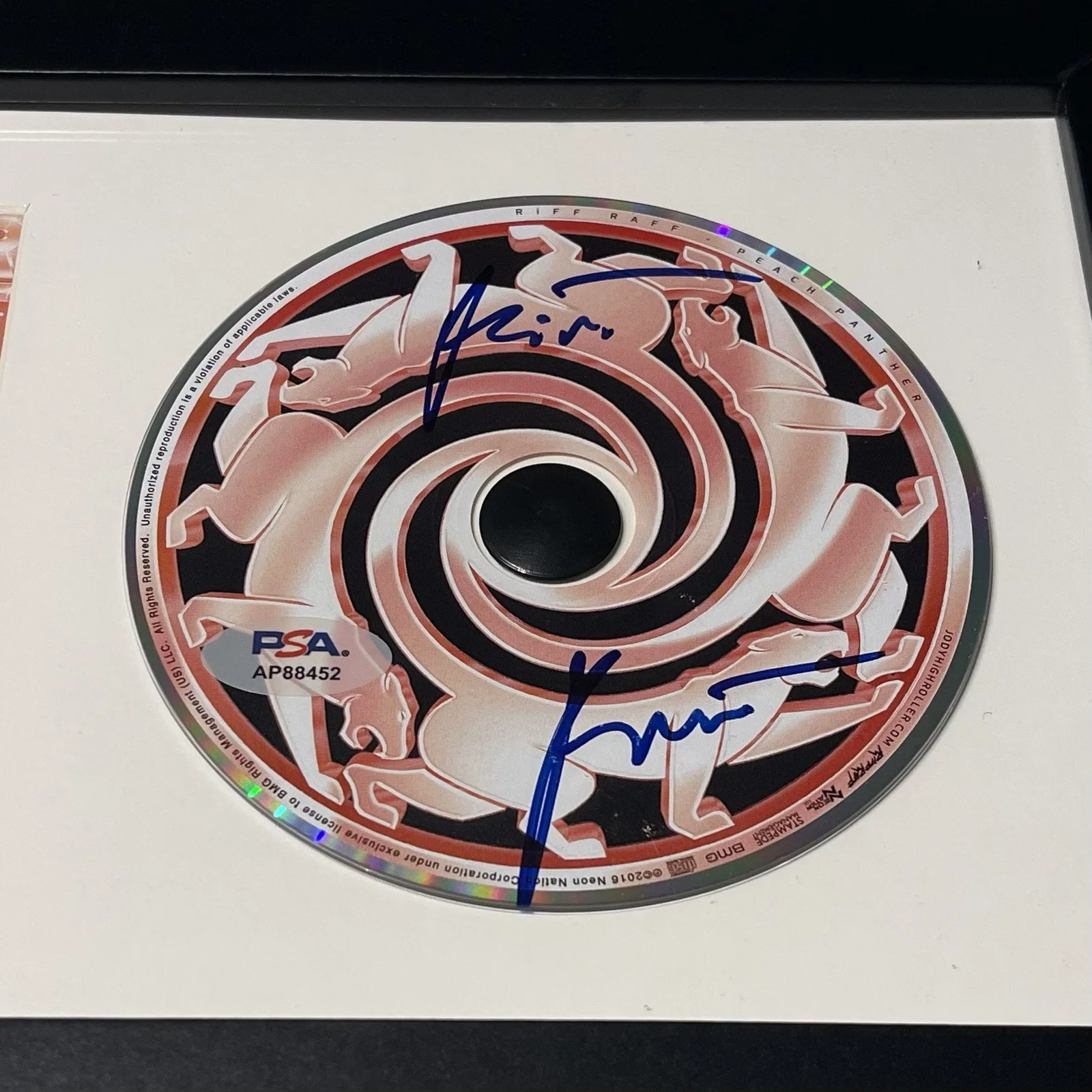 RIFF RAFF RAPPER SIGNED PEACH PANTHER CD ALBUM AUTOGRAPH FRAMED PSA COA, изображение 2