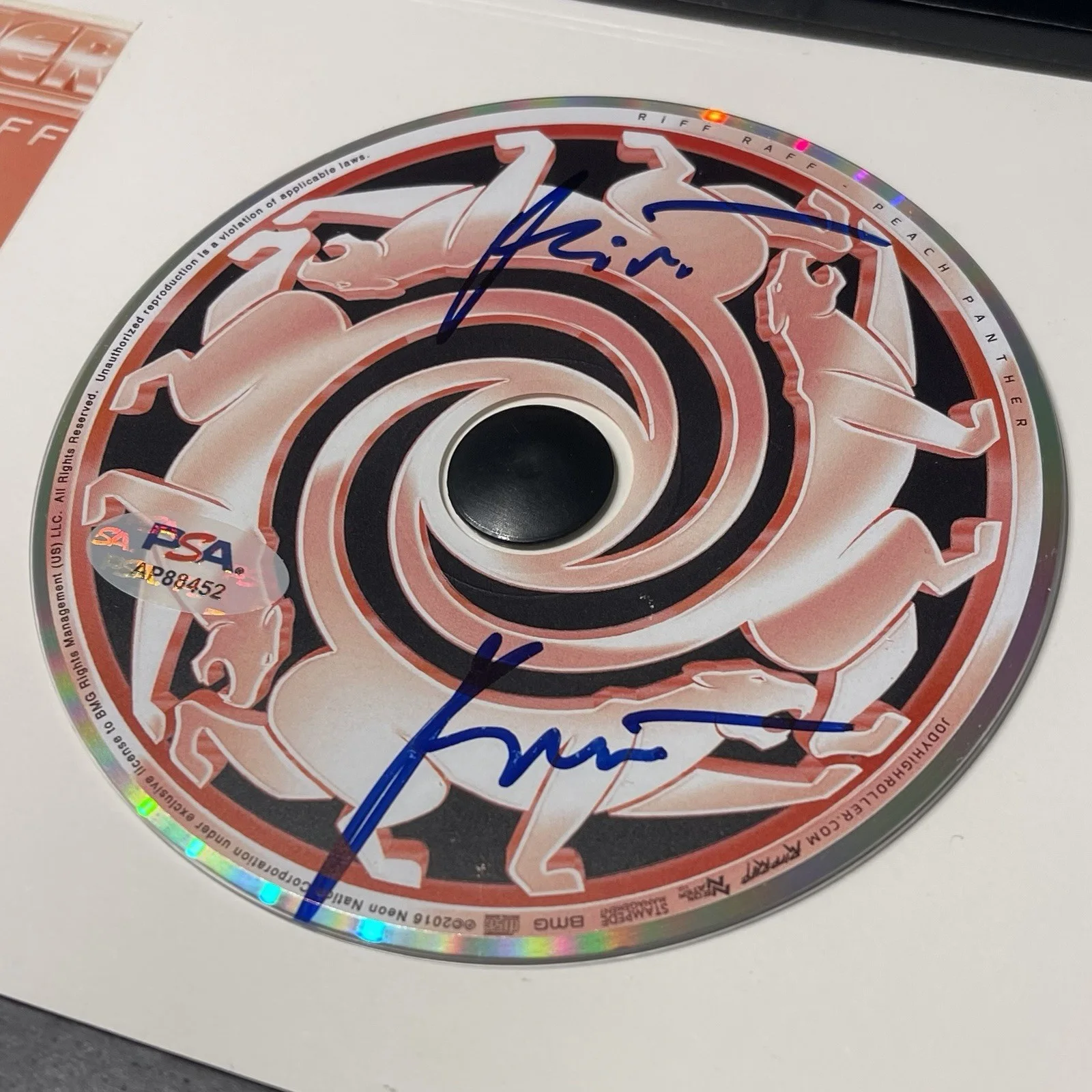 RIFF RAFF RAPPER SIGNED PEACH PANTHER CD ALBUM AUTOGRAPH FRAMED PSA COA, изображение 3