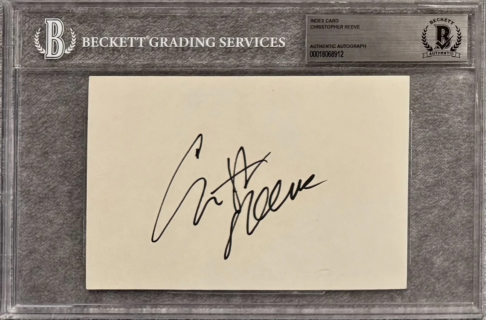Christopher Reeve — CHRISTOPHER REEVE Signed Autographed 4x6 INDEX CARD SUPERMAN BECKETT AUTHENTIC, image 3