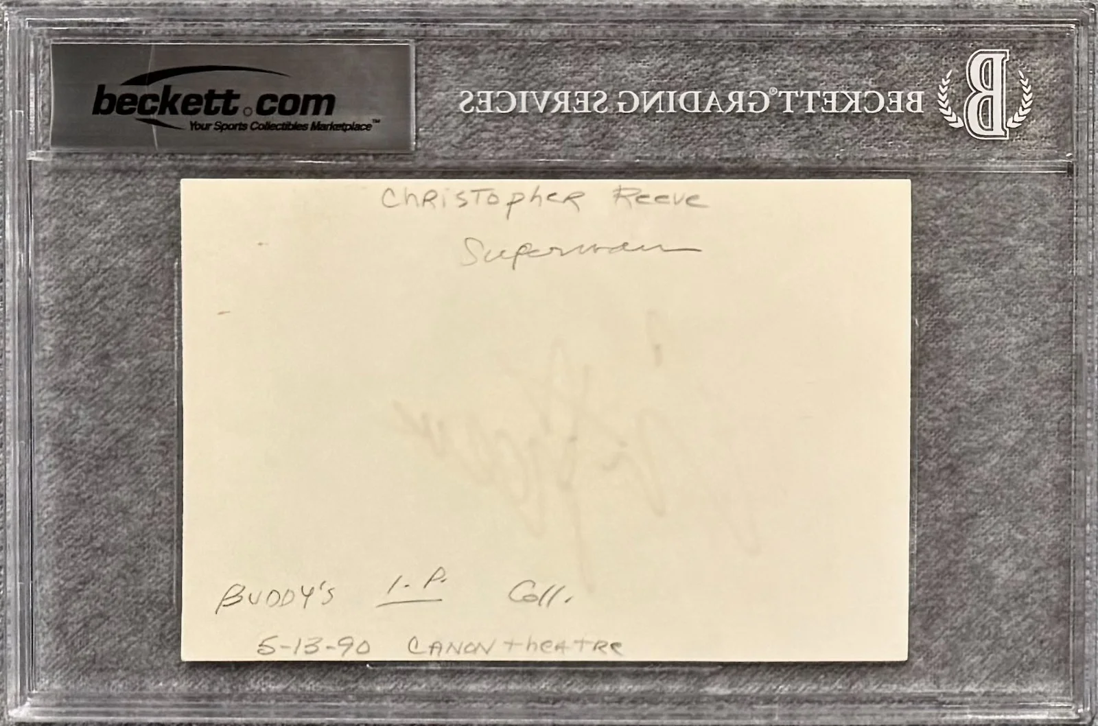 Christopher Reeve — CHRISTOPHER REEVE Signed Autographed 4x6 INDEX CARD SUPERMAN BECKETT AUTHENTIC, image 4