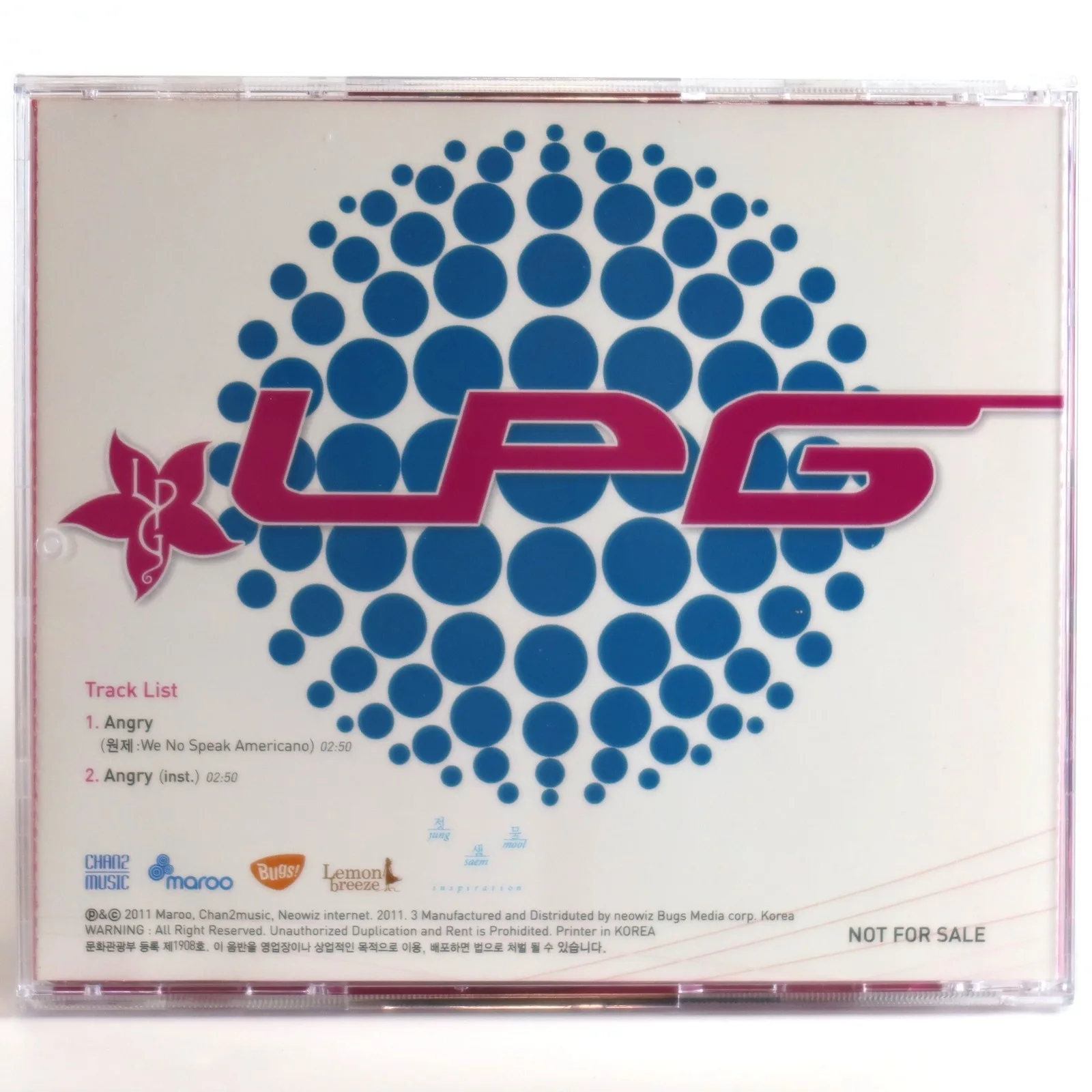 LPG - Angry Single Album Signed Autographed CD 2011 K-Pop, image 3