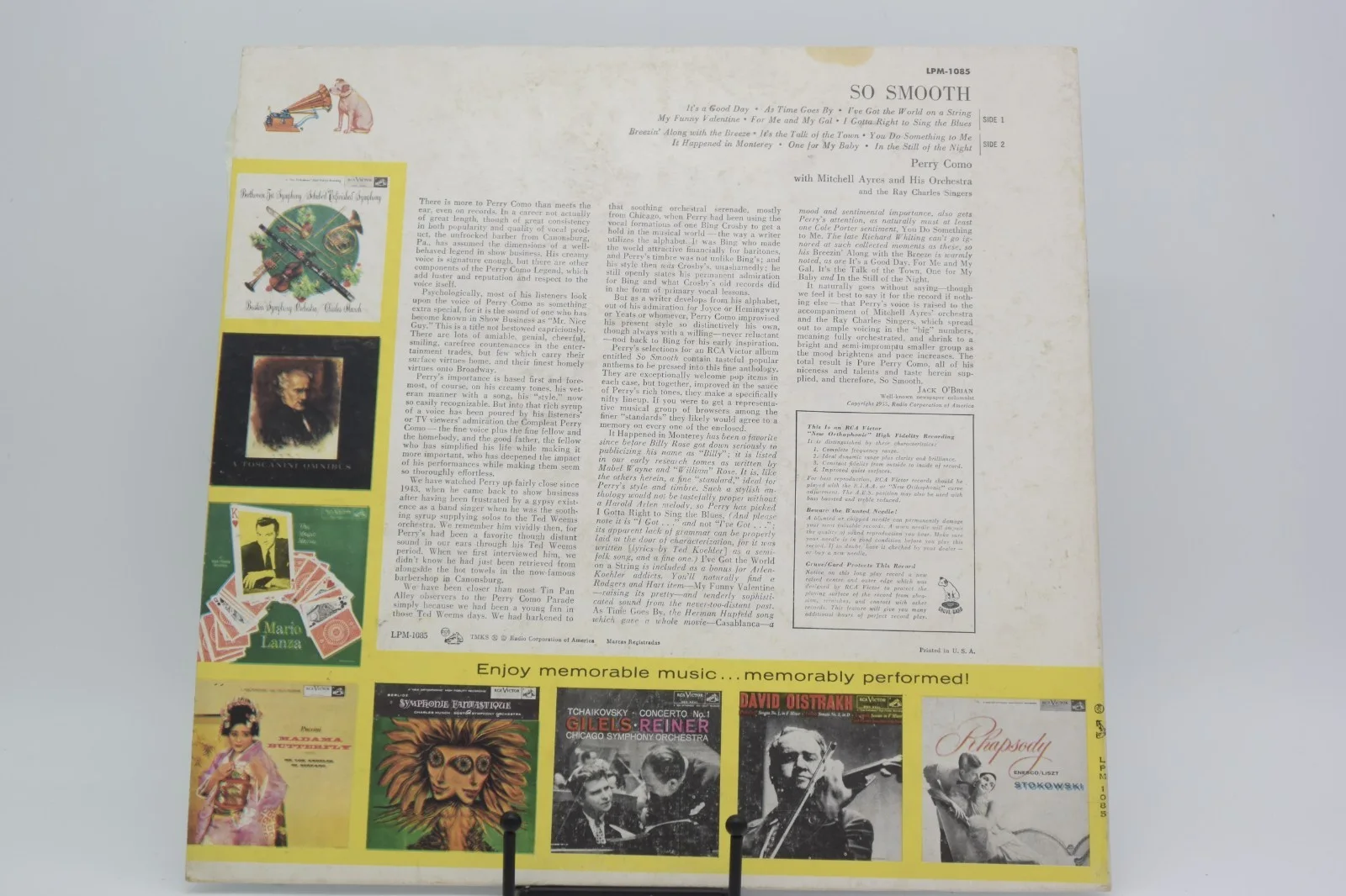 PERRY COMO So Smooth LP Vinyl Record RCA Victor LPM-1085 Mono 1955 Vintage Pop, image 2