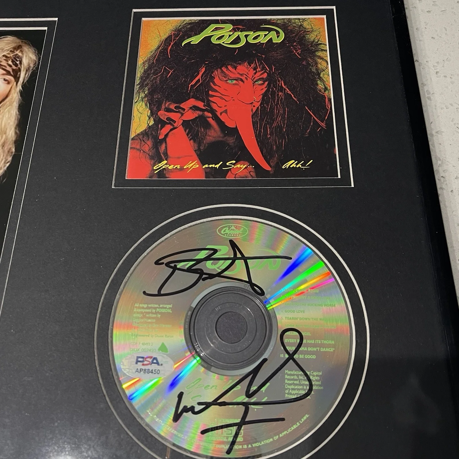 BRET MICHAELS SIGNED POISON OPEN UP AND SAY AHH CD ALBUM AUTOGRAPH FRAME PSA COA, image 2