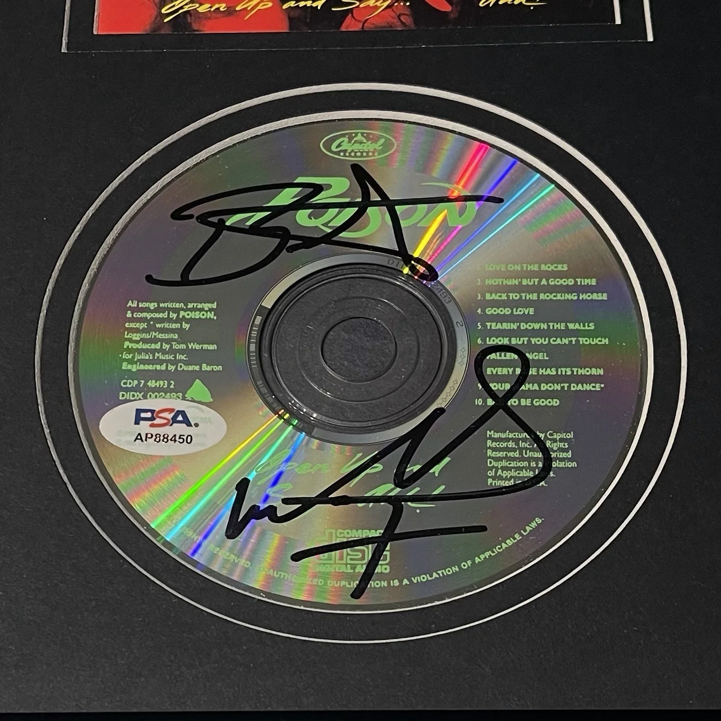 BRET MICHAELS SIGNED POISON OPEN UP AND SAY AHH CD ALBUM AUTOGRAPH FRAME PSA COA, image 3
