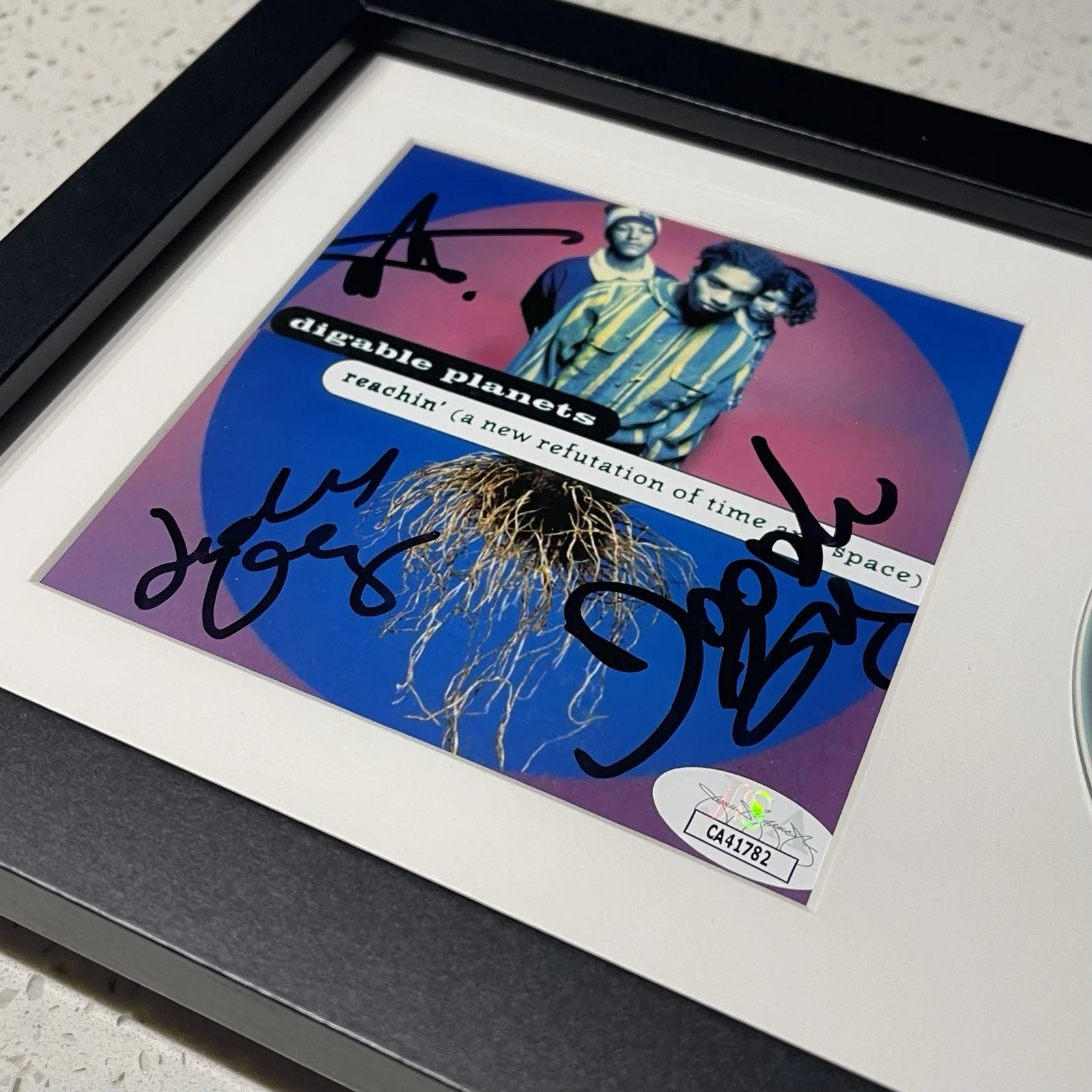 DIGABLE PLANETS FULL GROUP SIGNED REACHIN’ CD ALBUM AUTOGRAPH FRAMED JSA COA, image 3