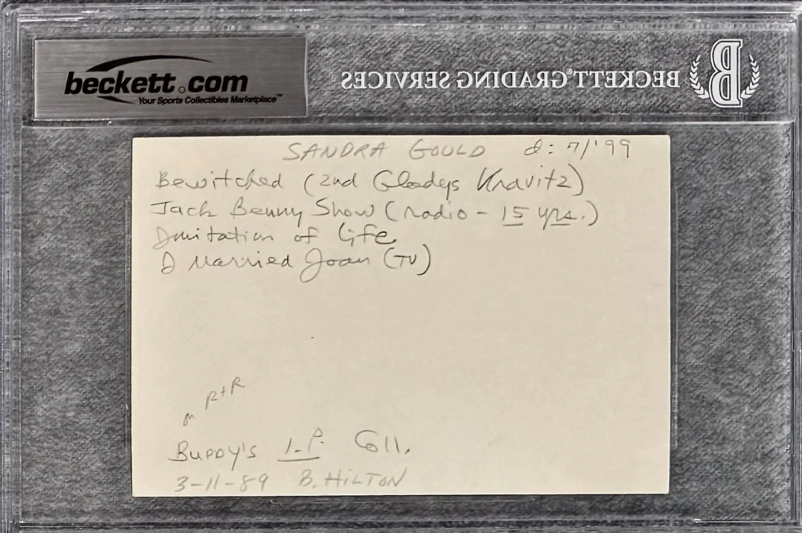 Sandra Gould — SANDRA GOULD Signed Autographed 4x6 INDEX CARD Gladys Kravitz BEWITCHED BECKETT, image 2