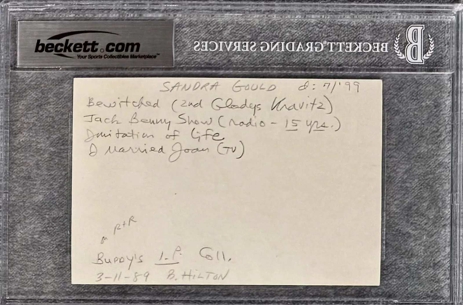 Sandra Gould — SANDRA GOULD Signed Autographed 4x6 INDEX CARD Gladys Kravitz BEWITCHED BECKETT, image 4